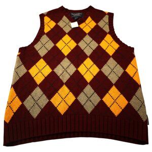 Abercrombie & Fitch Argyle Sweater Vest Mens Large‎ Multi Diamond Plaid Pullover